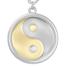 Gouden en Zilveren Yin en Yang Gepersonaliseerde Ketting