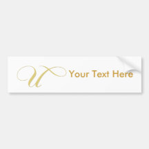Gouden Enig van de Brief U van het monogram Bumperstickers