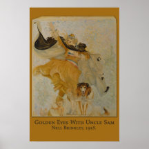 Gouden Ogen met Oom Sam (Hond) door Nell Brinkley Afdruk