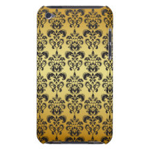 Gouden Zwart Vintage Patroon 2 van het Damast Barely There iPod Cover