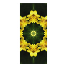 Grand art jaune 1 de kaléidoscope de fleur sauvage doubles cartes