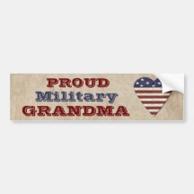Grand-maman militaire fière avec le coeur patrioti adhésifs pour voiture