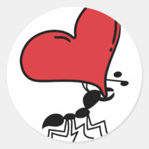Grande fourmi de coeur, un bon nombre de fourmi d' autocollant rond