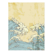 Grande image bleue fraîche de ressacs cartes postales