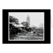 Grande pagoda à Sou-Tchéou, Chine 1898 Carte De Vœux