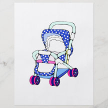 Graphique de fantaisie de poussette de bébé bleu prospectus personnalisés