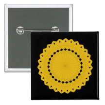 Graphique rond jaune de moutarde badges avec agrafe