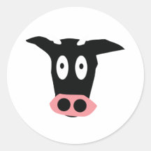 grappig grappig koehoofd ronde stickers