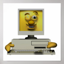grappige goofy het knipogen computer poster
