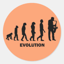 grappige saxofoonspeler ronde stickers
