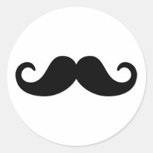Grappige Snor Ronde Stickers