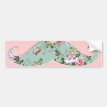 Grappige Vintage Rode Roze BloemenSnor Girly Bumperstickers