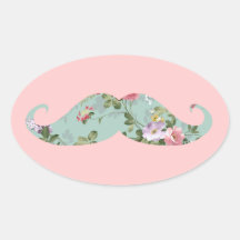 Grappige Vintage Rode Roze BloemenSnor Girly Sticker