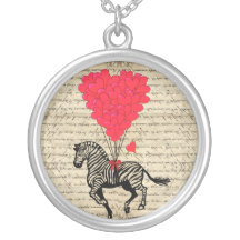 Grappige vintage zebra & hartballons hangertjes