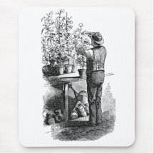 Gravure de jardinage de fleuriste antique de Gardn Tapis De Souris