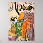 Gravure japonaise du geisha trois poster