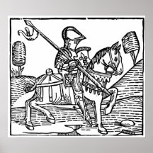 Gravure médiévale de chevalier posters