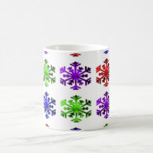 Green_Purple_Red_Blue_Snowflakes Tasse À Café