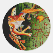 Grenouille d'arbre autocollant rond