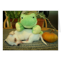 Grenouille de Halloween, chiot, et carte de voeux 