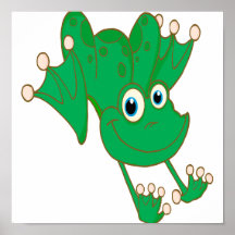 grenouille heureuse mignonne de bande dessinée de  posters