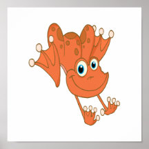 grenouille heureuse mignonne d'orange de houblonna affiches