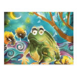 Grenouille lunatique heureuse à la peinture en soi cartes postales