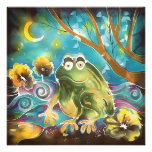 Grenouille lunatique heureuse à la peinture en soi invitations