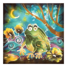 Grenouille lunatique heureuse à la peinture en soi invitations