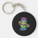 grenouille mignonne d'hiver buvant du cacao chaud porte-clé