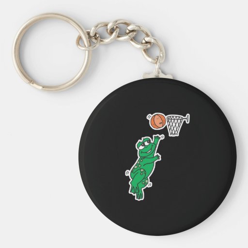 grenouille mignonne jouant au basket-ball porte-clefs