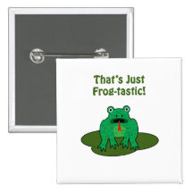 Grenouille verte de bande dessinée qui est juste G Badges Avec Agrafe