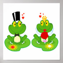 grenouilles de froggy de jeunes mariés affiches