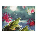 Grenouilles et fleurs carte postale