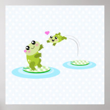 Grenouilles mignonnes - mère de kawaii et grenouil posters