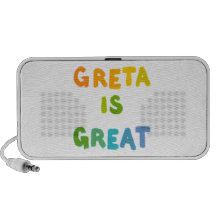 Greta est art heureux de grands cadeaux nommés col haut-parleurs mobiles