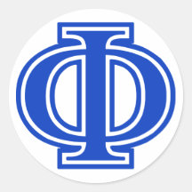Grieks Phi van de Brief Blauw Aanvankelijk Monogra Ronde Sticker