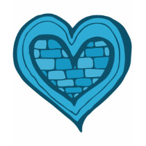 Griffonnage bleu de coeur t-shirt