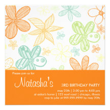 Griffonnages de fleur • Invitation d'anniversaire