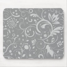 Gris antique ornemental baroque de damassé, blanc tapis de souris