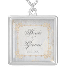 Gris de Fleur di Lys Damask 2 - collier de mariage