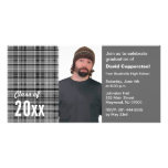 Gris de plaid de carte photo d'obtention du diplôm modèle pour photocarte