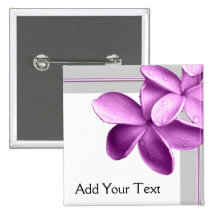Gris et Plumeria d'aubergine Badges Avec Agrafe