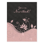 Gris floral de rose d'invitation de carte postale 