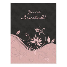 Gris floral de rose d'invitation de carte postale 