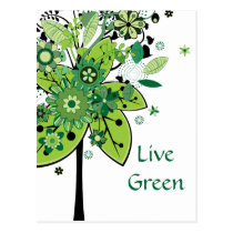 Groene Abstracte Boom briefkaarten