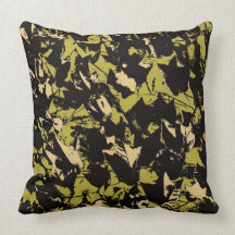 Groene, Beige en Zwarte Abstractie Kussentjes