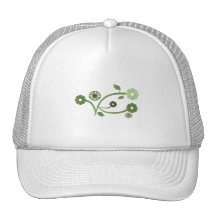 Groene en Bruine Abstracte Bloemen Trucker Petten