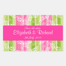 Groene en roze bloemen & strepenSticker