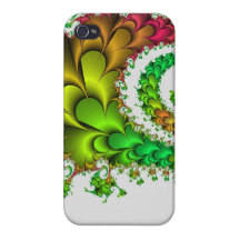Groene en Roze Fractal Wervelingen en Draaien iPhone 4 Hoesjes